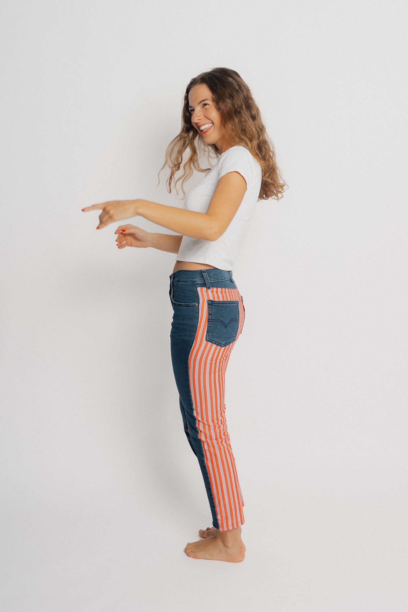 Orange & White Silk Stripe