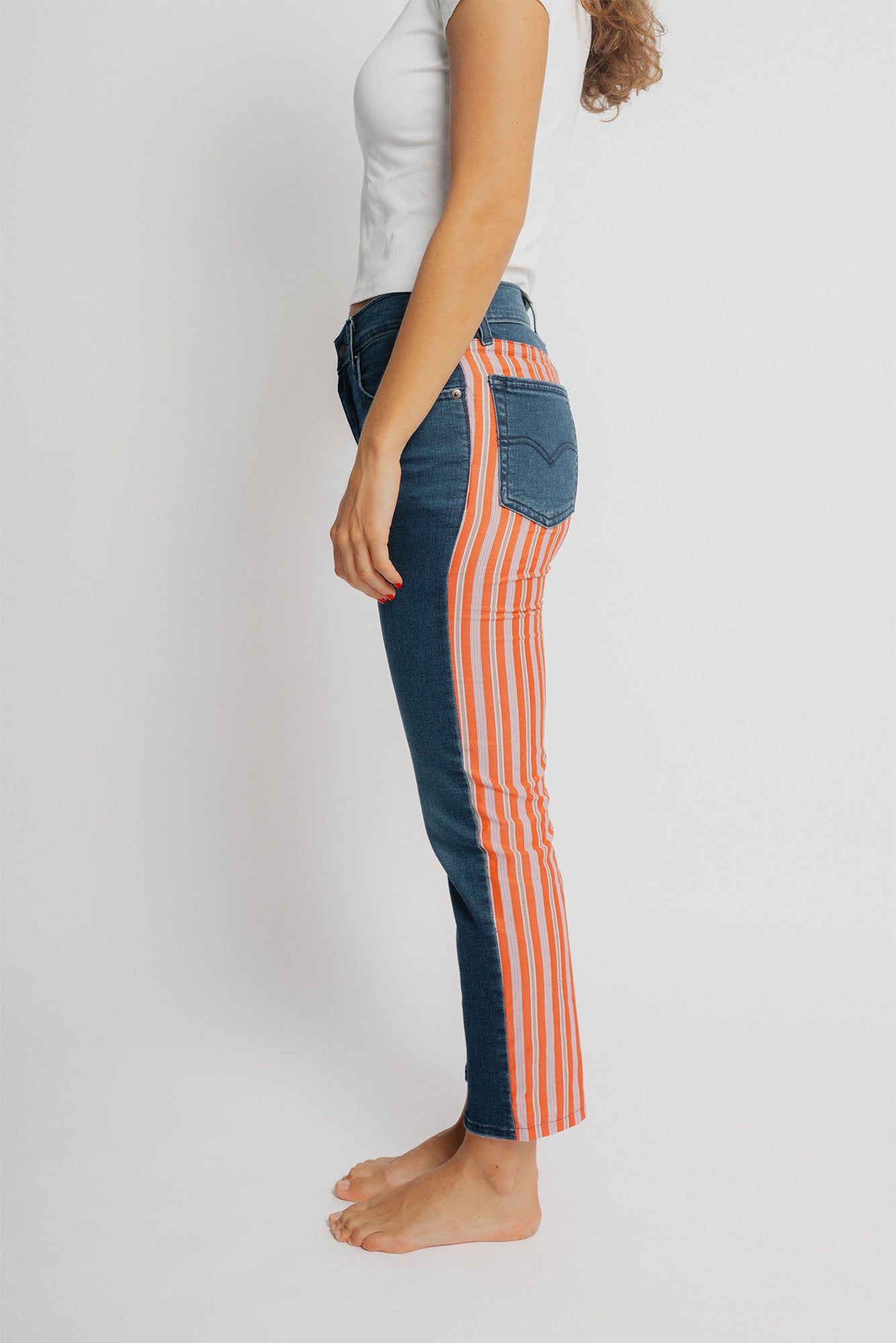 Orange & White Silk Stripe