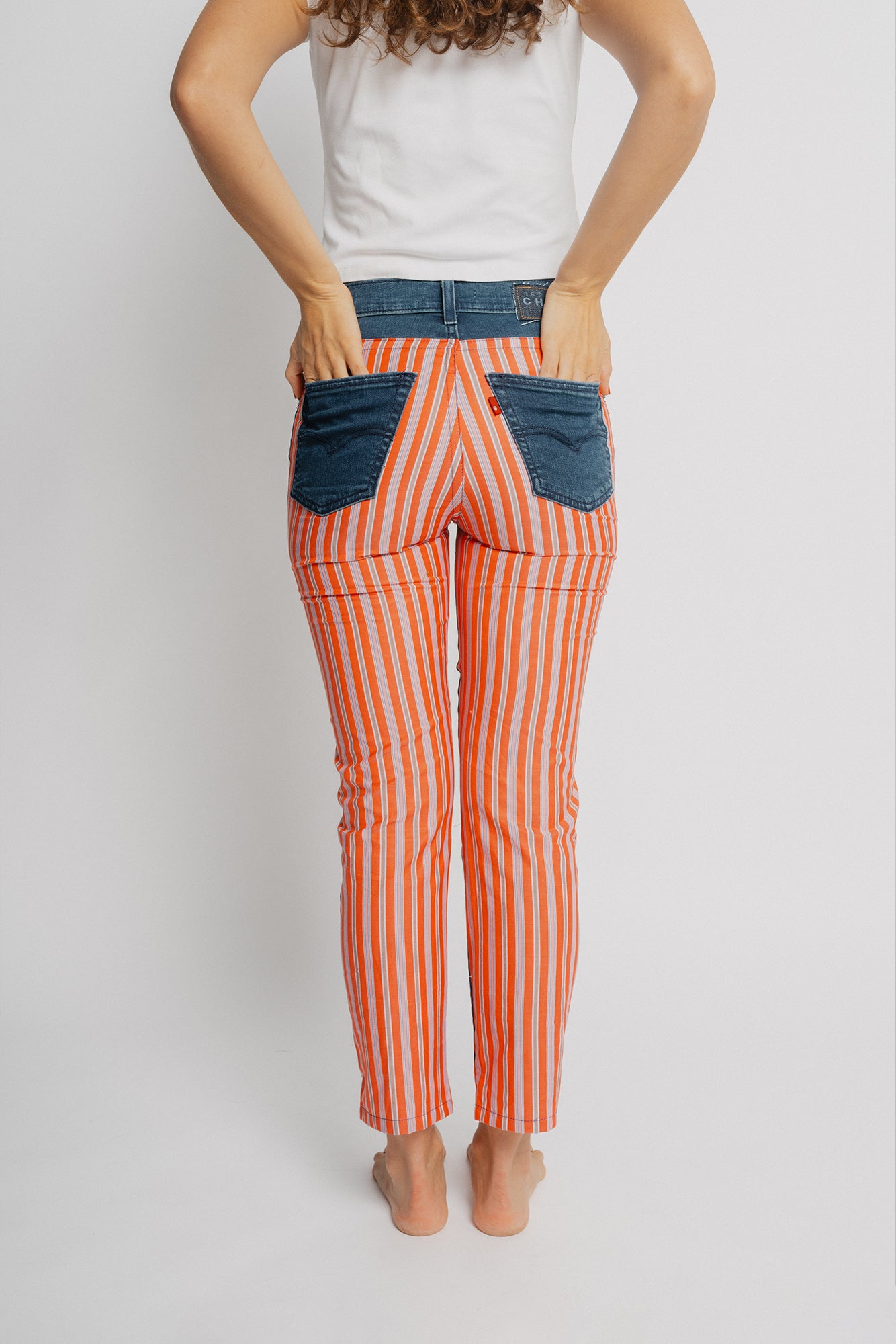 Orange & White Silk Stripe