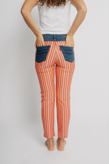 Orange & White Silk Stripe
